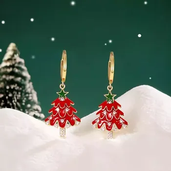 Náušnice Éternelle Vánoční náušnice Vánoční stromeček E1468-20222157J Červená