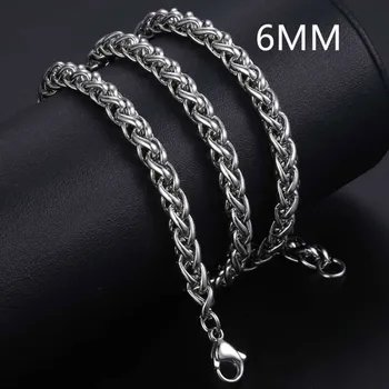 Náhrdelník Daniel Dawson Pánský ocelový náhrdelník Thomas, 6 mm wheat řetízek, chirurgická ocel NH1239/55 Stříbrná 55 cm