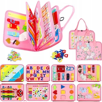 Hračka pro nejmenší Senzorická Manipulační Tabule Montessori Hodiny Skládací Pro Holčičku