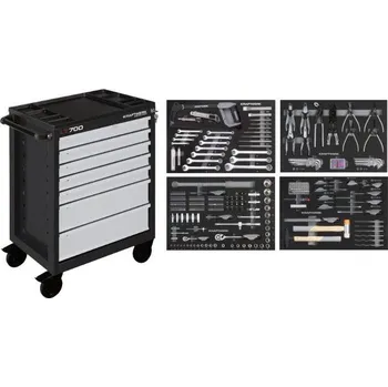 KRAFTWERK Basic Line Dílenský vozík LT700 7 zásuvek + nářadí 4 moduly 257ks Basic Line