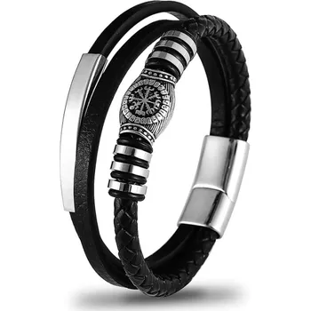Náramek Daniel Dawson Pánský náramek Vikingský kompas - VEGVISIR, různé velikosti NR2032-LB1067/21 Černá 21 cm
