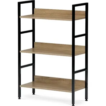 Komoda Regál SALIS — kov, MDF, černá / dekor dub