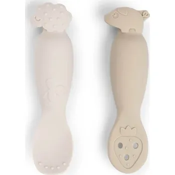 dětská jídelní sada DONE BY DEER Silikonové lžičky Tiny Farm 2ks pískové