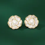 JAY Náušnice ve tvaru květu Josette - perla, zirkon JAY-0143-B03-412 Zlatá Bílá