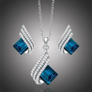 Souprava šperků GRACE Silver Jewellery Stříbrná souprava šperků Swarovski Elements Marisa Blue, stříbro 925/1000 SET2060-S0003 Modrá 40 cm + 5 cm (prodloužení)