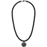 Manoki Pánský korálkový náhrdelník Diego Black - přírodní onyx, větrná růžice WA576B Černá 50 cm