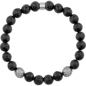 Náramek Manoki Korálkový náramek Sebastian - lávový kámen, etno korálek X-BA1116B Černá 21 cm