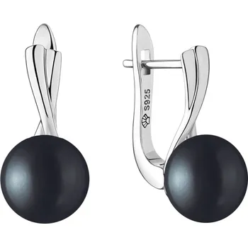 Náušnice Gaura Pearls Stříbrné náušnice s černou říční perlou Eleanor, stříbro 925/1000 SK21362EL/B Černá