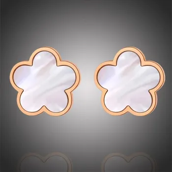 Náušnice Victoria Filippi Stainless Steel Ocelové náušnice Anna Rose Gold - chirurgická ocel, perleť, květina NAUE20133-1/39 Zlatá