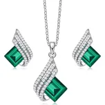 GRACE Silver Jewellery Stříbrná souprava šperků Swarovski Elements Marisa Smaragd SET2078-S0003(5) Zelená 40 cm + 5 cm (prodloužení)
