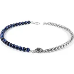 Daniel Dawson Pánský náhrdelník Leone - modré Tygří Oko, chirurgická ocel, lev NH1281-0301/45 45 cm Modrá