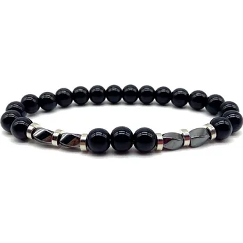 Náramek Daniel Dawson Korálkový náramek Christian - lesklý achát a hematit NR1134/23 Černá 23 cm