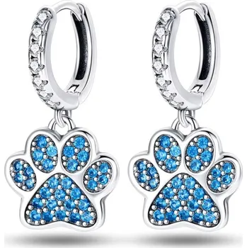Náušnice GRACE Silver Jewellery Stříbrné náušnice ve tvaru psí tlapky - stříbro 925/1000 E-1491/281 Modrá