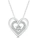 GRACE Silver Jewellery Stříbrný náhrdelník Dvojité srdce - stříbro 925/1000, zirkon NH-BSN342/78 Stříbrná 40 cm + 5 cm (prodloužení)