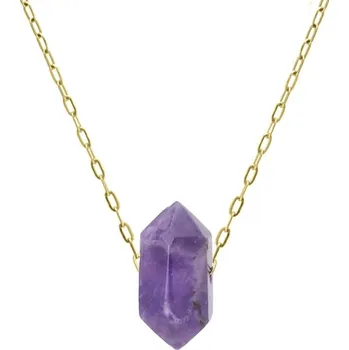 Náhrdelník Manoki Ocelový náhrdelník Enrica, amulet ametyst, chirurgická ocel WA620F Zlatá 45 cm + 5 cm (prodloužení)