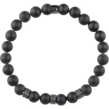 Náramek Manoki Korálkový náramek Adam - 8 mm přírodní matný onyx BA821B Černá 21 cm