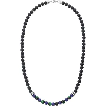 Náhrdelník Manoki Pánský korálkový náhrdelník Olivier - onyx, lapis lazuli, tygří oko WA705N Černá 55 cm