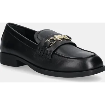 Dámské mokasíny Kožené mokasíny Love Moschino dámské, černá barva, na plochém podpatku, JA10242G1NIA0000 99X, EUR 39