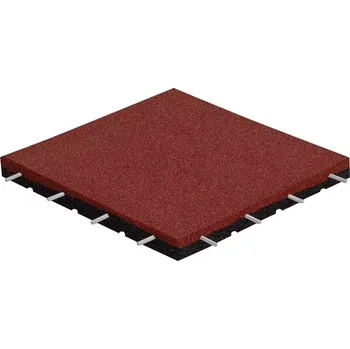 Venkovní dlažba Červená gumová certifikovaná dopadová dlažba FLOMA ProF - 50 x 50 x 3 cm, 78902030