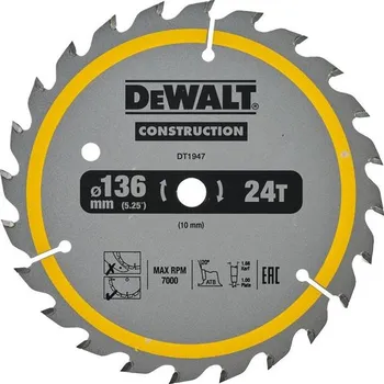 Pilový kotouč DeWALT DT1947-QZ - Pilový kotouč 136 x 1,66 x 10 mm na dřevo, 24 zubů ATB 20°