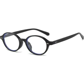 Brýlová obroučka Retro oválné brýle proti modrému světlu - Černé a stříbrné