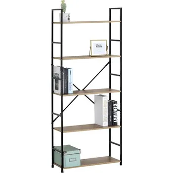 Komoda Regál UREK — kov, MDF, černá / dekor dub