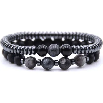 Náramek Daniel Dawson Pánský náramek Caprio sada 2 kusů - Hematit, Achát a Křemen NR1127 Barevná/více barev 19 cm