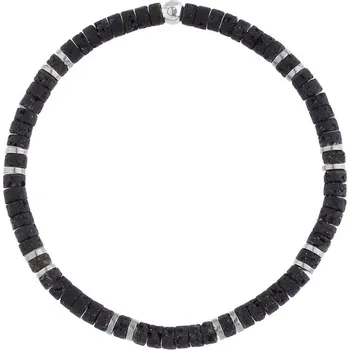 Náramek Manoki Pánský náramek Martino - 5 mm lávový kámen, hematit BA1216SB Stříbrná 21 cm