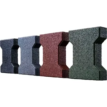 Venkovní dlažba Šedá gumová zámková dlažba FLOMA PT10 - 20 x 16,5 x 4,3 cm, 81005051