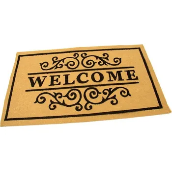 Rohožka Žlutá textilní vstupní rohož FLOMA Welcome - Deco - délka 45 cm, šířka 75 cm, výška 0,3 cm, 89897121