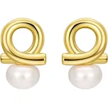 JAY Stříbrné náušnice s perlou Kyrene Gold - stříbro 925/1000 JAY-0129-DQ11148E Zlatá Bílá