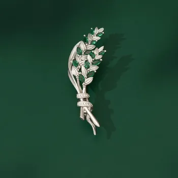 Brož Éternelle Stříbrná brož se smaragdovými krystaly Eugenie - stříbro 925/1000 B8097-YD153-BMF(1) Zelená