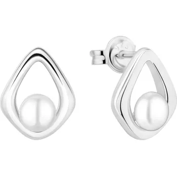 Náušnice Gaura Pearls Stříbrné náušnice s bílou perlou Odilia, stříbro 925/1000 SK24212E/W Stříbrná Bílá