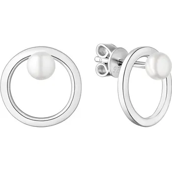 Náušnice Gaura Pearls Stříbrné náušnice s bílou perlou Paulette, stříbro 925/1000 SK22378E/W Stříbrná Bílá