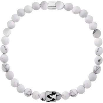 Náramek Manoki Korálkový náramek Alain - 6 mm bílý Howlit X-BA862W/21 Bílá/čirá 21 cm