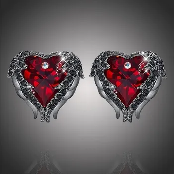 Náušnice Éternelle Náušnice Swarovski Elements Dark Angel Ruby - andělská křídla E1480-SE8080A(4) Červená