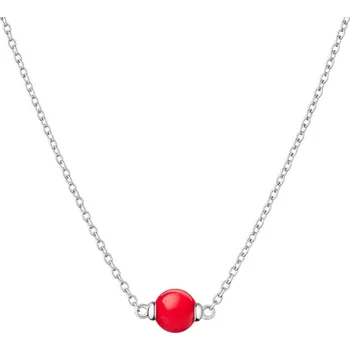 Náhrdelník Gaura Pearls Stříbrný náhrdelník s korálem Sophia, stříbro 925/1000 SK23232N Červená 38 cm + 9 cm (prodloužení)