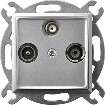 Elektrická zásuvka Aria Anténní zásuvka RTV-SAT STŘÍBRO Ospel stříbrná GPA-US/M/18