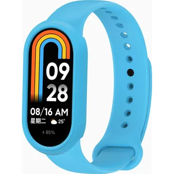 Příslušenství k chytrým hodinkám eses Silikonový řemínek a rámeček pro Xiaomi Smart Band 8, 9 a 10 - Světle modrý