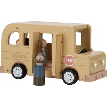 Dřevěná hračka Dřevěný autobus Little Dutch béžový s 5 figurkami
