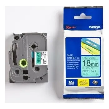 Pásek do tiskárny Brother TZ-741 / TZe-741, 18mm x 8m, černý tisk / zelený podklad