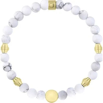Náramek Manoki Korálkový náramek Renzo - 6 mm bílý howlit, chirurgická ocel BA1132GW Bílá/čirá 20 cm