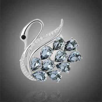 Brož Éternelle Exkluzivní brož Swarovski Elements Mariana - labuť B8088-LXT0415B Stříbrná