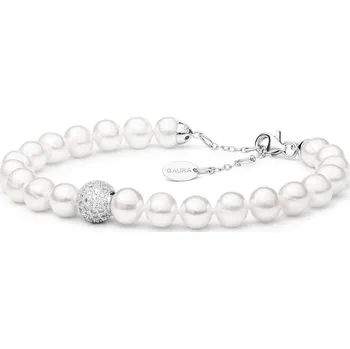 Náramek Gaura Pearls Perlový náramek se zirkony Martina - sladkovodní perla, Ag 925/1000 194-73B 19 cm Bílá