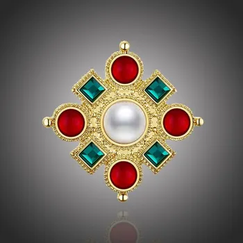 Brož Éternelle Vintage brož s perlou a zirkony Octavia B7049/AL Barevná/více barev