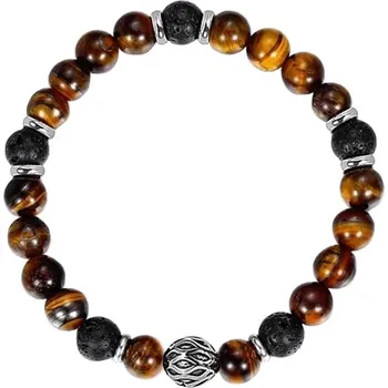 Náramek Daniel Dawson Pánský korálkový náramek Norbert - lávový kámen a tygří oko NR2260/20 Hnědá 20 cm