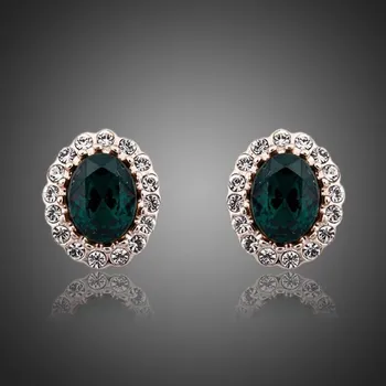 Náušnice Francesca Petrucci Náušnice se Swarovski krystaly Ysabelle E0074 Zelená