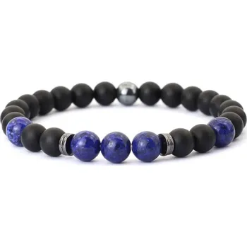 Náramek Daniel Dawson Pánský náramek Santo - 8 mm Lapis Lazuli, Hematit, Onyx NR2199 21 cm Modrá