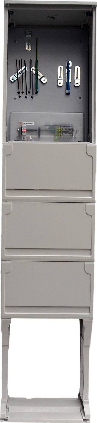 ESTA ER212 NKP7P 63A UNI Dvoutarifní rozvaděč elektroměrový v pilíři určený pro ČEZ a EON s hlavním vypínačem a přípravou na FVE