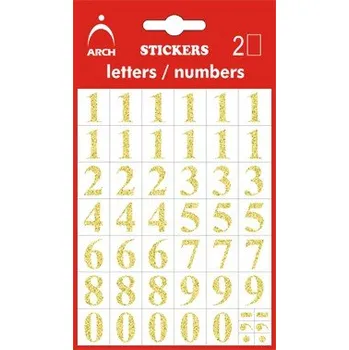 Speciální papír Čísla 0-9, výška 14 mm - 2 archy v blistru zlaté
